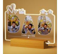 Rainsar Personalised Dad Gifts - Custom Dad Photo Frame Night Light with Text&Photo, Birthday Gift, Father's Day Present