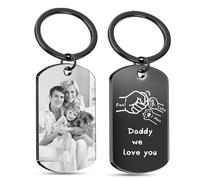 Rainsar Personalised Dad Keyring - Fist & Paw Design, Custom Photo Keyring with Name for Dog or Cat Dad, Gift from Daughter Son, Retro
