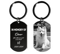 Rainsar Personalised Dog Memorial Gifts & Pet Bereavement Keyring - Double-Sided Photo with Engraving, Sympathy Gift for Loss of a Dog or Cat