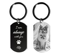 Rainsar Personalised Dog Memorial Gifts & Pet Bereavement Keyring - Double-Sided Photo with Engraving, Sympathy Gift for Loss of a Dog or Cat