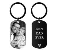 Rainsar Personalised Fathers Day Gift for Dad - Personalized Photo & Text Laser Engraved Keyring, Custom Keepsake for Birthdays, Anniversaries, Valentine's
