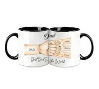 Rainsar Personalised Fathers Day Mug - Custom Mug with Names & Warm Text - Best Dad Ever - Universal for Fathers Day, Christmas, Birthday - 11oz Ceramic - Dishwasher Safe - Gift from Daughter or Son