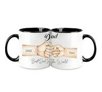 Rainsar Personalised Fathers Day Mug - Custom Mug with Names & Warm Text - Best Dad Ever - Universal for Fathers Day, Christmas, Birthday - 11oz Ceramic - Dishwasher Safe - Gift from Daughter or Son