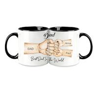 Rainsar Personalised Fathers Day Mug - Custom Mug with Names & Warm Text - Best Dad Ever - Universal for Fathers Day, Christmas, Birthday - 11oz Ceramic - Dishwasher Safe - Gift from Daughter or Son