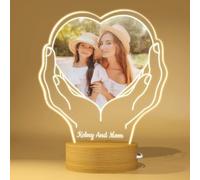 Rainsar Personalised Heart Photo Frame Lamp, Custom 3D Illusion Night Light with Photos and Texts, Decorative Gift for Birthday, Anniversary, Christmas and Valentines Day