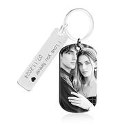 Rainsar Personalised Keyring,Custom Photo Keyring,Engraved Text Keyring,Customised Keychain Personalised Gifts for Men Women Couple Valentine's Day Birthday Anniversary