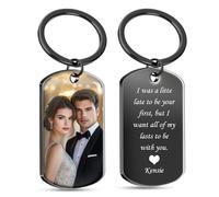 Rainsar Personalised Keyring, Double Sided Engraving Photo Text Custom Keychain, Valentines Anniversary Customisable Gift for Men Boyfriend Him Her