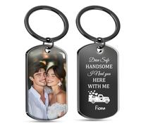 Rainsar Personalised Keyring, Double Sided Engraving Photo Text Custom Keychain, Valentines Anniversary Customisable Gift for Men Boyfriend Him Her