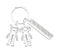 Rainsar Personalised Mothers Day Keyring for Mum - Custom Kids Names Keychain for Mummy, Family Names Engraved Key Ring (Silver, Stainless Steel) | Mum Gifts for Mothers Day Birthday