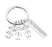 Rainsar Personalised Mothers Day Keyring for Mum - Custom Kids Names Keychain for Mummy, Family Names Engraved Key Ring (Silver, Stainless Steel) | Mum Gifts for Mothers Day Birthday