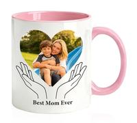 Rainsar Personalised Mug with Photo, Custom Mug Hands Holding Heart Design, 11oz Ceramic Photo Mugs with Text for Mum Dad, Mothers Day Fathers Day Gift from Daughter Son