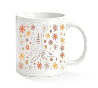 Rainsar Personalised Mum Mug with Hand-in-Hand Pattern Double Side, Customised Mothers Day Gift Ceramic Coffee Cup with Floral Design, Holding 11oz Mug with Handle