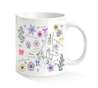 Rainsar Personalised Mum Mug with Hand-in-Hand Pattern Double Side, Customised Mothers Day Gift Ceramic Coffee Cup with Floral Design, Holding 11oz Mug with Handle