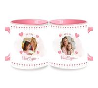 Rainsar Personalised Mum Mugs with Photo, Custom Mothers Day Mug Both Sides, 11oz Customised Ceramic Keepsake Gift - Memory Cloud “Mum I Love You”