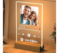 Rainsar Personalised Music Plaque, Customised Music Album Glass Plaque with Multicolor LED Light Base, Customisable Picture & Lyrics Acrylic Decor Frame Gift for Girlfriend, Christmas, Valentine's Day