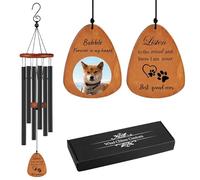 Rainsar Personalised Pet Memorial Wind Chimes for Loss of Dogs & Cats, Custom Color Photo Windchimes for Outdoor Garden, Sympathy Bereavement Gift, 25.5”/32”/37”