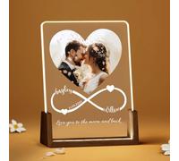 Rainsar Personalised Photo Frame for Boyfriend Girlfriend,Customized Photo Gift for Couples,Custom Acrylic Plaque Picture Frame,Photo Lamp with Text for Valentine's Day,Wedding Anniversary Presents