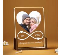 Rainsar Personalised Photo Gifts for Girlfriend Boyfriend, Custom Acrylic Plaque Photo Album, Heart-Shaped Picture Frame Night Lights, Customised Gifts for Her Christmas Valentine's Day Anniversary