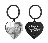 Rainsar Personalised Photo Keyring, Custom Engraved Keychain Double-Sided Text & Image, Keepsake for Birthdays, Anniversaries, Father's Day, Christmas, Valentine's Day - Heart