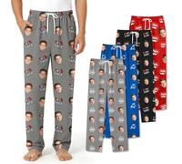 Rainsar Personalised Pyjama Pants for Dad - Custom Funny Face Photo Sleep Bottoms - Birthday Father Gifts from Daughter Son