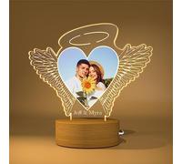 Rainsar Personalised Wing-Shaped 3D Illusion Lamp with Photo, Custom Night Light for Boyfriend and Girlfriend, Customised Christmas, Valentines, Birthday, Anniversary for Home Decor Gifts