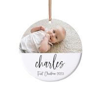 Rainsar Personalized Baby's First Christmas Bauble 2023, Customized Baby 1st Christmas Ceramic Ornament, Xmas Decorations for Baby's First Christmas, for Family and Friends
