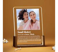 Rainsar Soul Sister Gifts, Personalised Photo Gifts for Friends Besties Women, Sister Definition Plaque Photo Album, Custom Acrylic Picture Frame Night Light, Customised Gift for Christmas Birthday
