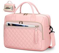 RAINSMORE 17 Inch Laptop Bags for Women Large Laptop Case Messenger Bag Work Bags for Women 17.3 Inch Teacher Bag Computer Bag Laptop Briefcase for Business Office Travel College Pink