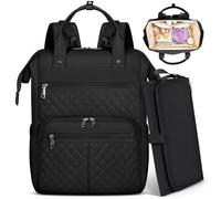 RAINSMORE Baby Changing Bag Backpack Multifunction Nappy Bag with Portable Changing Mat Baby Diaper Bags Large Travel Pram Bag for Mom & Dad-Black