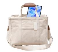 RAINSMORE Diaper Bag Tote, Travel Handbag, Spacious Storage Organizer, Adjustable Shoulder Carry Bag | Multifunctional Canvas Diaper Companion Parenting Daily Outing Support, White, verwijzen