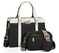 RAINSMORE Handbags for Women Ladies Handbags 3 Pcs Set with Shoulder Bag Coin Purse PU Leather Top-Handle Bags for Work School Leisure