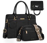RAINSMORE Handbags for Women Ladies Handbags 3 Pcs Set with Shoulder Bag Coin Purse PU Leather Top-Handle Bags for Work School Leisure