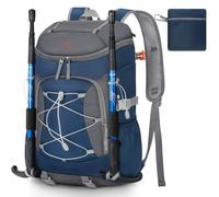 RAINSMORE Hiking Backpack 40L Foldable Lightweight Rucksack for Men with Ventilated Back Panel Water Resistant Travel Backpack Daypack for Walking Camping Trekking Cycling Outdoor Blue