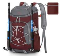 RAINSMORE Hiking Backpack 40L Foldable Lightweight Rucksack for Men with Ventilated Back Panel Water Resistant Travel Backpack Daypack for Walking Camping Trekking Cycling Outdoor Red