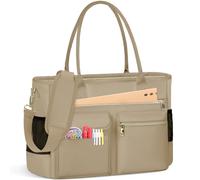 RAINSMORE Laptop Tote Bags for Women 15.6 inch Teacher Bag Large Nurse Utility Bag Computer Messenger Briefcase with Insulated Pocket for Work School Office Business University Khaki