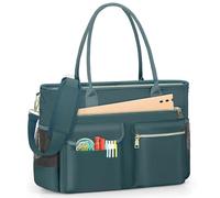 RAINSMORE Laptop Tote Bags for Women 15.6 inch Teacher Bag Large Nurse Utility Bag Computer Messenger Briefcase with Insulated Pocket for Work School Office Business University Dark Green