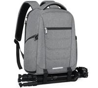 RAINSMORE Professional Camera Backpack, Camera Backpacks for Photographers, DSLR Camera Bag with 14 inch Laptop Compartment Raincover for Canon Nikon Sony Grey