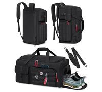 RAINSMORE Sports Gym Bag Mens Travel Duffel Bag 45L with Shoes & Laptop Compartment Backpack Carry on Holdall Bags Weekender Overnight Bags