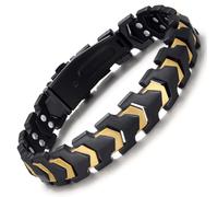 RainSo Magnetic Bracelet for Men - Stainless Steel Arrowhead Links 3800 Gauss magnet - Classic Black Gold Matte Finish -Adjustable Size Ideal for Daily Office Wear & Outdoor Active Use