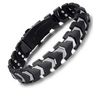 RainSo Magnetic Bracelet for Men - Stainless Steel Arrowhead Links Secure Butterfly Clasp Design - Adjustable size Includes Adjustment Tool and Gift Box - Ideal for Outdoor Active Use(Black Silver)
