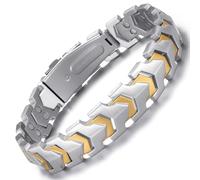 RainSo Magnetic Bracelet Men - Stainless Steel Arrowhead Links 3800 Gauss magnet - Classic Silver Gold Matte Finish -Adjustable Size Ideal for Daily Office Wear & Outdoor
