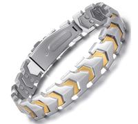 RainSo Magnetic Bracelet Men's Stainless Steel Bracelet for Men Matt Arrow Design Adjustable Robust Chain for Outdoor Climbing (9.45 Inches), 24 Zentimeter