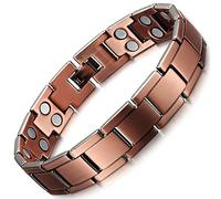 RainSo Mens Pure Copper Double Row Magnetic Bracelet with 3500 Gauss, Copper Magnetic Bracelet For Men with Gift Box & Remove Tool