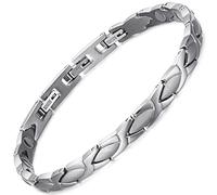 RainSo Silver Pure Titanium Magnetic Bracelet for Women Super Light Magnetic Bracelet with Adjustable 3 Smart Buckle with Gift Box