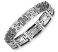 RainSo Stainless Steel Magnetic Bracelet for Men - Double Row Braided Design with 3500 Gauss Tech | Gunmetal Black Adjustable Jewellery & Luxury Gift Box