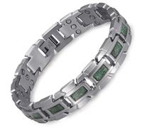 RainSo Stainless Steel Magnetic Bracelet for Men - Scorpion Claw Design Adjustable Cuff | Silver & Green Jewellery with Luxury Gift Box