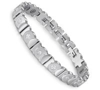 RainSo Stainless Steel Magnetic Bracelet for Women - Kissing Fish Design Adjustable Jewellery with Tool | Silver Plated Finish | Premium Gift Box Presentation
