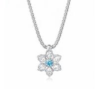 RainSo Women's Magnetic Snowflake Necklace | Stainless Steel Necklace | Blue Gemstone and Crystal Inlay Design | Snowflake Pendant Adjustable | Christmas & Holiday Gifts for Her