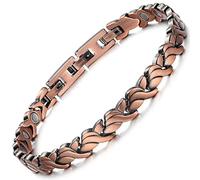 RainSo Womens Pure Copper Bracelets Wristband With 3 Buckle, Copper Magnetic Ladies Bracelet For Women Adjustable With Gift Box & Removal Tool