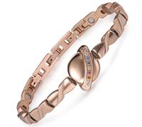RainSo Women's Rose Gold Magnetic Bracelet - Earth-Inspired Adjustable Jewellery with 3500 Gauss Strength | Hypoallergenic Stainless Steel & Luxury Gift Set with Sizing Kit